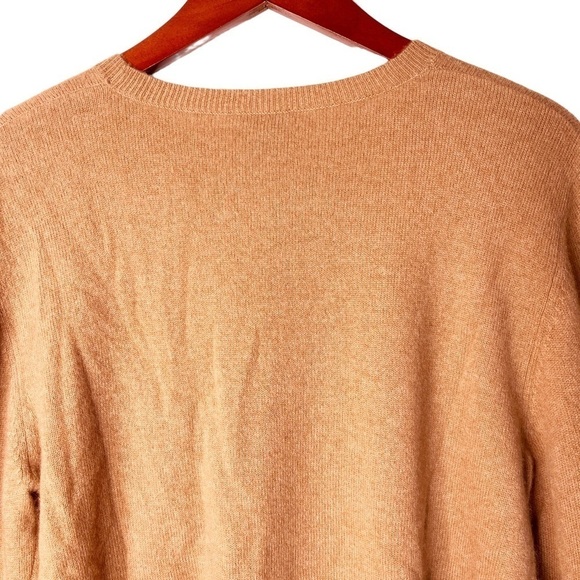 TWO BEES CASHMERE NEW Plaid Bell Sleeve Cashmere Sweater Size XL in Camel Tan - Picture 11 of 14